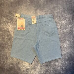 Chic Vintage High Rise Denim Shorts Light Wash Blue Cotton Size 16 NWT Made USA